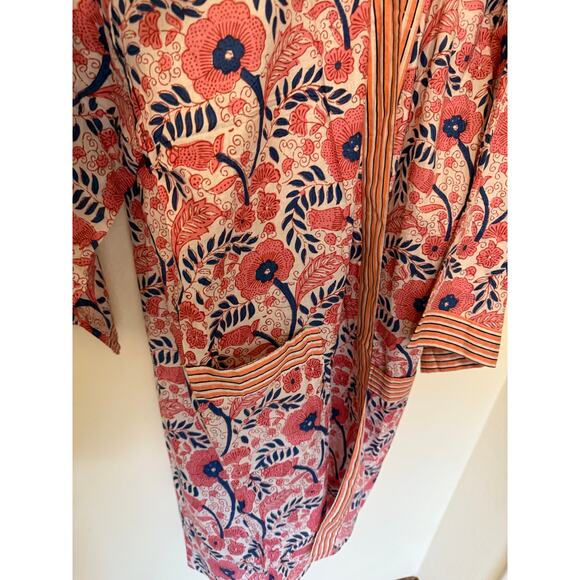 Vintage-Style Floral Cotton Kimono Robe – Size 12 - Picture 3 of 6